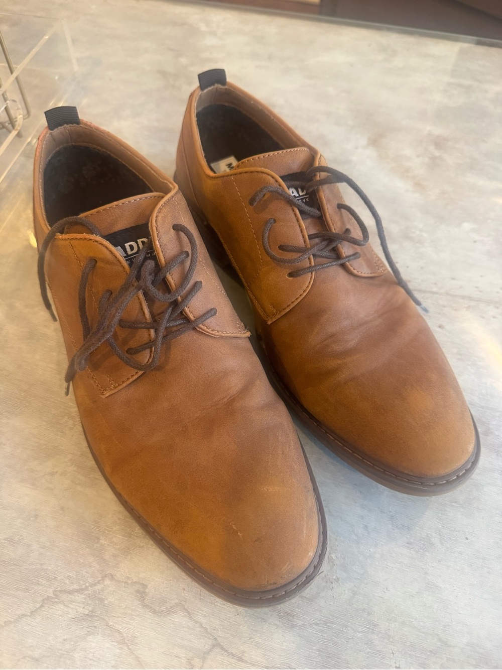 Men's Brown Leather Steve Madden Lace-Up Dress Shoes